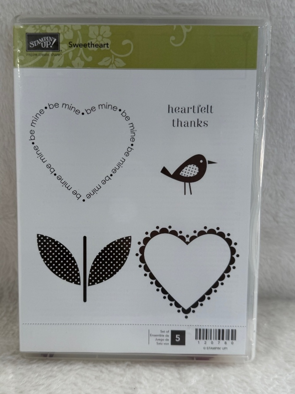 Stampin Up Cling Stamp Set Sweetheart Valentine Set of 5 Crad Making Scrapbookin